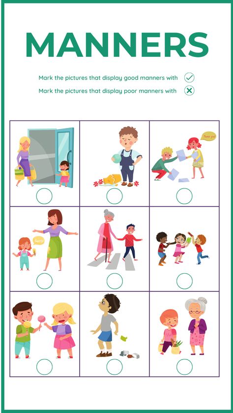 Molding Manners: Essential Etiquette Lessons for Kids Manners Worksheet Preschool, Good Manners Worksheets For Kindergarten, Good Manners Activity For Kids, Good And Bad Habits Worksheet For Kids, Good Manners Worksheets For Kids, Children's Rights And Responsibilities, Good Manners For Kids, Etiquette For Kids, Cake Name Edit