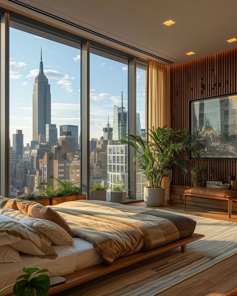 L U X R E V I V E | Dream Penthouse in New York? 🗽 Swipe Left! What's your favorite part? 💭 Concept by @luxrevive | Instagram Cozy Penthouse Apartment, Nyc Penthouse Bedroom, New York Penthouse Aesthetic, Skyscraper House, Cozy Penthouse, Dream Penthouse, Penthouse Bedroom, Penthouse In New York, Bedroom Aesthetic Cozy