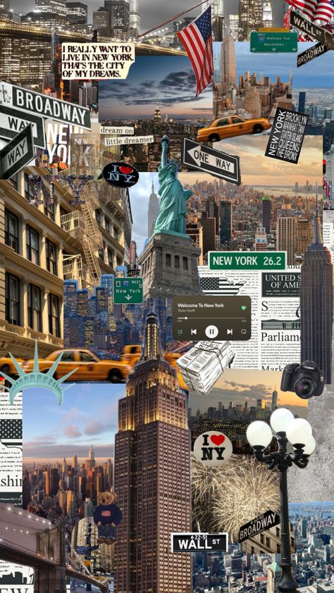 #newyork #music #city #america #broadway#empirestatebuilding #statue #statueofliberty 🏙️🩶 New York Wallpaper, Travel Collage, York Wallpaper, Nyc Life, New York Life, Music City, New York Travel, A Collage, Connect With People