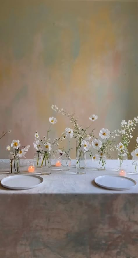 Bud Vases Wedding, Katie White, Table Florals, Bud Vases Flowers, Dinner Party Table, Party Table Settings, Wedding Table Flowers, Table Setting Ideas, Tablescape Ideas