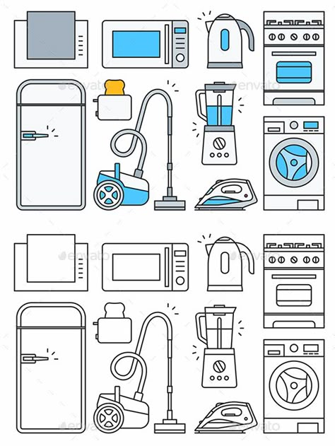 Home Appliances Illustration, Konversi Satuan, Felt Doll House, Line Drawing Illustration, Library Icon, Magazine Layout Inspiration, Felt Animal Patterns, Line Illustrations, Drawing Sheet