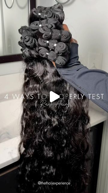 The Thai J. Experience | Raw Hair Extensions on Instagram: "Four Ways To Properly Test Your Raw Hair Extensions 🔎  What is Raw Hair? 100% human hair that has not undergone any chemical processing whatsoever. It can last for up to 5 years with proper care & our recommended maintenance 🤍 This hair will act as if it is growing directly from your scalp so we highly suggest treating it as such.   Pinned video on our page of products we recommend to use 🫧  SHOP | WWW.THETHAIJEXPERIENCE.COM link in bio 💕" Raw Human Hair, Raw Hair Vendors, Raw Hair Bundles, Hair Extensions Ideas, Hair Extensions Business, Natural Black Hair Styles, Cosmetology Career, Curly Hair Pieces, Business Talk