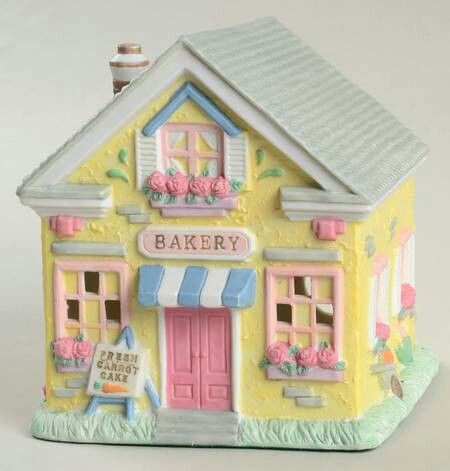 Cute Bakery Exterior, Clay Doll House, Clay Bakery, Ceramic Cottage, Cute Bakery, Clay House, Pottery Houses, Diy Crafts For Girls, Doll House Crafts