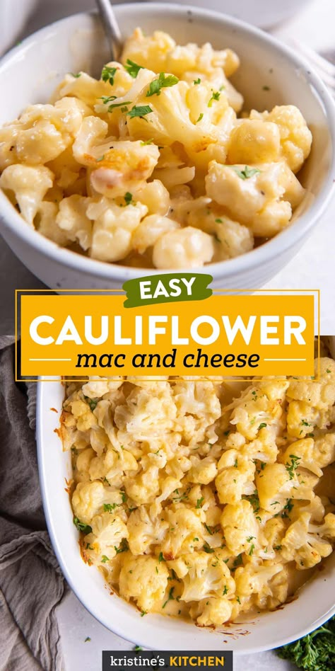 This Cauliflower "Mac" and Cheese is so creamy, cheesy and flavorful that you won't miss the pasta one bit. Nutritious cauliflower plays a starring role in this delicious low carb mac and cheese recipe. The best comfort food!