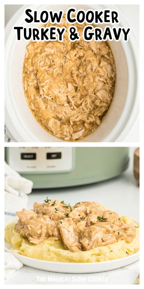 Turkey In Gravy Crock Pot, Slow Cooker Turkey And Gravy, Crockpot Turkey And Gravy, Cream Turkey Recipe, Turkey Crockpot, Slow Cook Turkey, Crockpot Thanksgiving, Cooking Thanksgiving Turkey, Turkey And Gravy