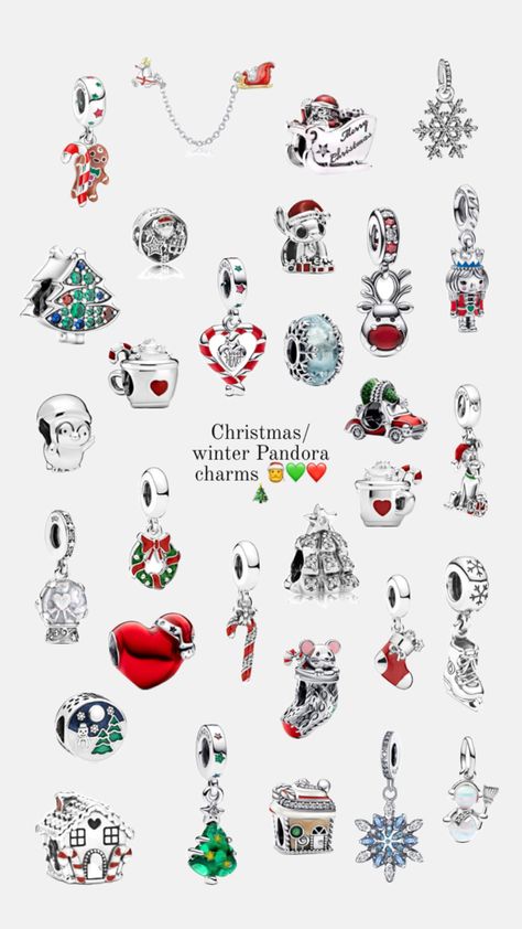 Themed charms for a Pandora bracelet Pandora Christmas Charms, Disney Pandora Bracelet, Pandora Winter, Pandora Summer, Pandora Christmas, Pandora Bracelet Charms Ideas, Girly Christmas Gifts, Pandora Bracelet Designs, Dream Bracelet