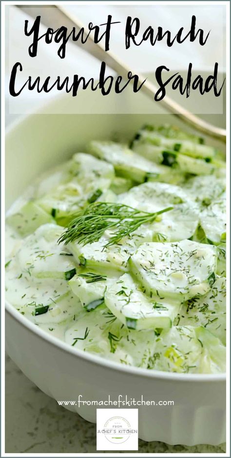 Greek Yogurt Cucumber Salad, Cucumber Pasta Salad, Easy Cucumber Salad, Dill Recipes, Summertime Salads, Creamed Cucumbers, Cucumber Yogurt, Cucumber Salad Recipe, Feta Cheese Salad