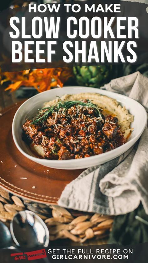 Beef Shank Crockpot, Beef Shanks Slow Cooker, Beef Shank Slow Cooker, Beef Shank Recipe, Beef Shanks, Osso Buco Recipe, Veal Shank, Carnivore Recipes, Beef Shank