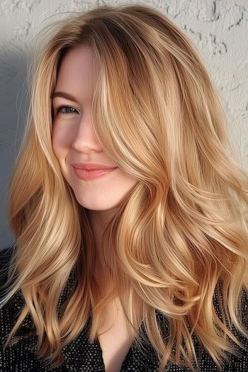 Waves Blonde And Ginger Balayage, Spiced Blonde Hair, Light Strawberry Blonde Hair Highlights, Honey Blonde Hair Celebrities, Chestnut Lowlights Blondes, Overall Blonde Hair Color, Amanda Seyfried Hair Color, Golden Blonde Hair Pale Skin, Golden Honey Blonde Highlights