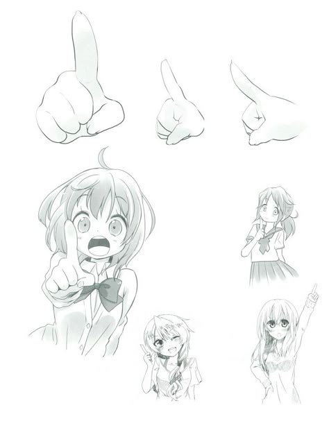 Chibi Pointing Pose, Pointing Up Pose Reference, Hand Pointing Up Drawing, Pointing Hand Drawing, Pointing Hand Reference, Pointing Pose Reference, Pointing Pose, Manga Drawing Tutorials, Chibi Drawings