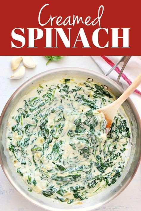 This is the best Creamed Spinach you will ever make! Better than the steakhouse kind because it's made from scratch, with just 7 ingredients, in 15 minutes. It's a delicious side dish for the holidays! #sidedish #spinach #holidaydish Steakhouse Creamed Spinach, Best Creamed Spinach Recipe, Creamed Spinach Recipe Easy, Easy Spinach Recipes, Steak And Mashed Potatoes, Exotic Recipes, Creamed Spinach Recipe, Stay At Home Chef, Spinach Recipe