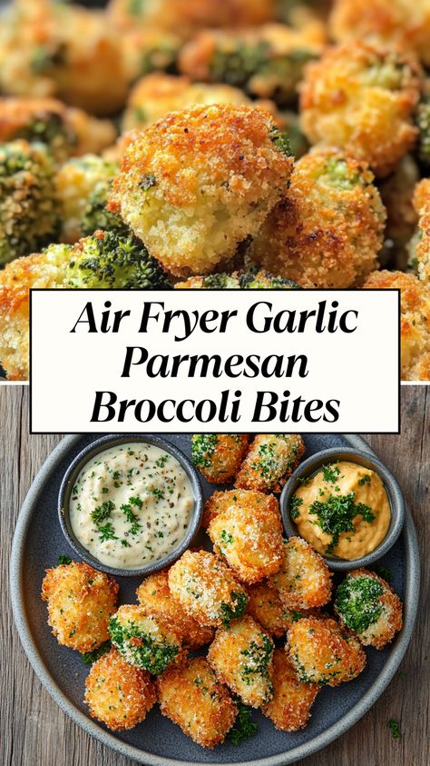 Lokking for a healthy snack or appetizer ready in 10 minutes. Try this Garlic Parmesan Broccoli Bites in Air Fryer. For my Garlic Parmesan Broccoli Bites, the florets are tossed in olive oil with minced garlic, then coated in grated Parmesan and breadcrumbs. Low Cal Air Fryer Snacks, Air Fryer Dorm Meals, Healthy Dessert Recipes Air Fryer, Air Fryer Meal Prep Vegetarian, Airfry Potstickers, Airfry Recipes Healthy, Ninja Dual Air Fryer Meals, Air Fryer Broccoli Bites, Keto Air Fryer Appetizers