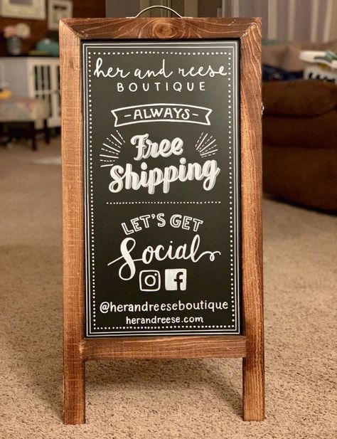 Boutique Sign Business Signage Social Media Sign A-frame | Etsy Business Chalkboard Sign, Pop Up Shop Sign, Business Chalkboard, Sidewalk Chalkboard Sign, Rustic Wooden Wedding Signs, Sign Easel, Chalkboard Easel, Bakery Sign, Sidewalk Sign