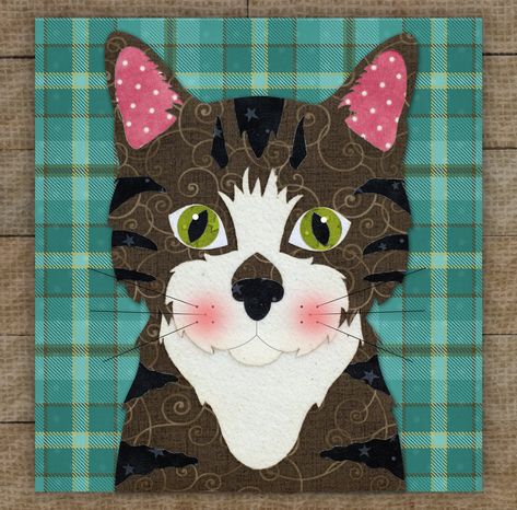 Tabby Tiger, Cat Quilt Block, Cat Quilt Patterns, Tiger Cat, Cat Applique, Applique Kit, Cat Quilt, Background Fabric, Cat Fabric