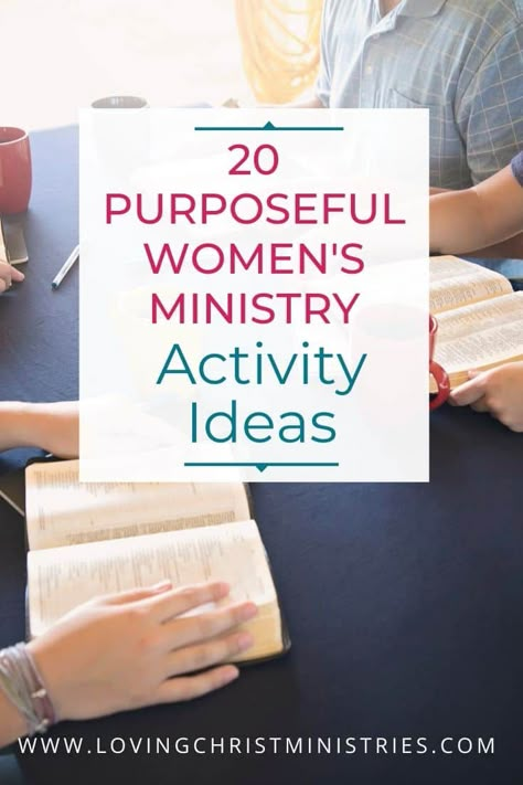 Use this list of 20 Purposeful Activity Ideas shared by Women's Ministry Leaders to choose activities to do at your next Christian women's retreat. #retreatresources #womensministry #christianactivities #ministryideas #alovingchrist Proverbs 31 Woman Activities, Women’s Ministry Theme Ideas, Adult Bible Study Activities, Womans Ministry Ideas Events, Woman Ministry Ideas, Womens Fellowship Activities, This Or That Christian Edition, Women’s Bible Study Activities, Prayer Ministry Ideas