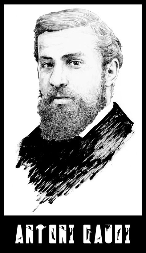 Antoni Gaudi Portrait, Antoni Gaudi Drawings, Gaudi Art, Gaudi Architecture, Antonio Gaudí, Architectural Ideas, People To Draw, Antoni Gaudi, A Child Of God