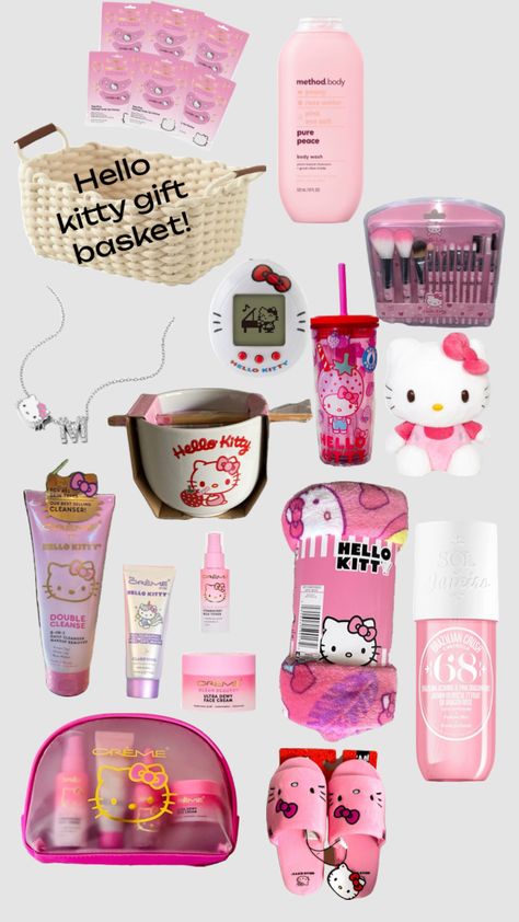 Cake Gift Basket, Pink Gift Basket, Hello Kitty Gifts, Beer Cake, Hello Kitty Aesthetic, Nail Room, Cute Bedroom Decor, Cute Christmas Gifts, Quick Gifts