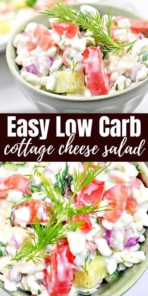 Cottage Cheese Salad, Nutritious Lunch, Cheese Salad, Net Carbs, Cottage Cheese, Keto Diet, Low Carb, Cottage, Salad