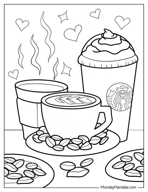 Coffe Coloring Pages, Video Games Coloring Pages, Starbucks Coloring Pages, Coffee Coloring Pages Free Printable, Cafe Coloring Pages, Coloring Pages Coffee, Dessert Coloring Pages, Coffee Coloring Pages, Free Coloring Printables