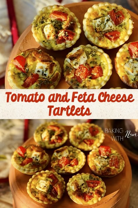 Savoury Mini Tart Recipes, Mini Tomato Tarts, Tomato And Cheese Tart, Tomato And Goat Cheese Tart, Savory Tartlets Recipe, Mini Tartlets Savory, Mini Tart Appetizers, Tartlets Recipe Savory, Appetizer Tartlets