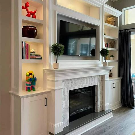 Electric Fireplace Gallery – Touchstone Home Products, Inc. Electric Fireplace With Bookcases, Fireplace Ideas With Tv Above, Fireplace 2023, Electric Fireplace Ideas With Tv, Fireplace Ideas With Tv, Above Fireplace Ideas, Fireplace Cabinets, Wall Units With Fireplace, Mantel Diy