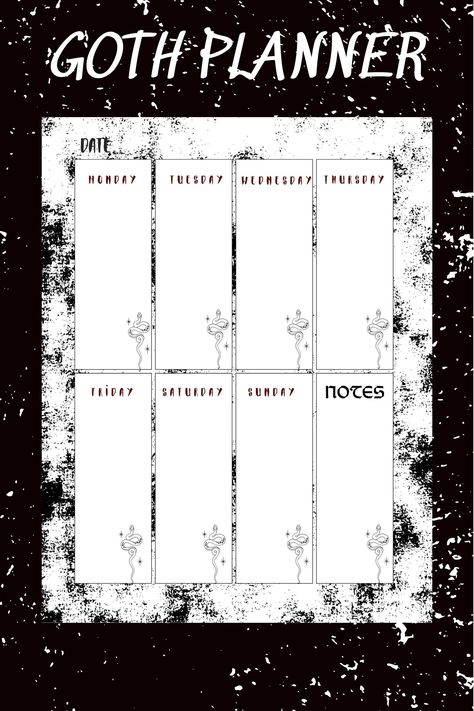 Goth Digital Planner, Gothic Planner Printables, Goth Printables, Goth Calendar, Goth Bullet Journal, Gothic Printables, Goth Journal, Gothic Planner, Goth Planner