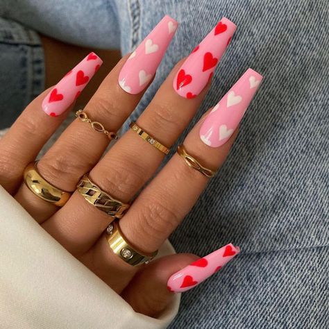 Beautiful Valentine's Day Nails 2021 : Small red love heart Heart Nails Blue, Nails Blue Heart, Valentines Day Heart Nails, Nails Chrome Hearts, Edgy Valentines Nails, Blue Heart Nails, Heart Tip Nails, Valentine's Day Nail Design, Square French