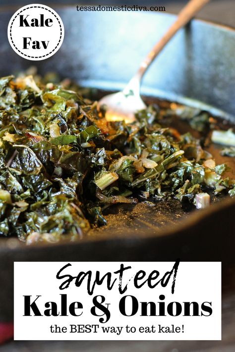 Spanish Kale Recipes, Low Sodium Kale Recipes, Kale Recipes Southern, Sauteed Greens Recipe, Stir Fried Kale Recipes, Dark Leafy Greens Salad, Kale Greens Recipe Southern Vegan, Good Kale Recipes, Kale Dishes Recipes