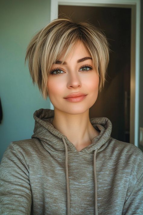 Cute Long Pixie Haircut, Long Pixie Haircut For Straight Hair, Long In Front Pixie Haircut, Long Pixie Styling Ideas, Transition Hairstyles Short To Long, Short Piecey Haircut, Styling Long Pixie Haircut, Edgy Hair For Women Over 40, Long Layered Pixie Haircut Fine Hair