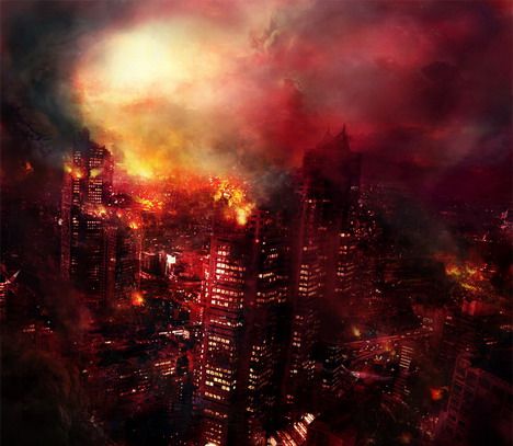 40 Astounding End of the World and Doomsday Inspired Artworks - Quertime When The World Ends, Post Apocalyptic City, Burning City, After Earth, Apocalyptic Art, Apocalyptic World, Post Apocalyptic Art, Apocalypse Art, Apocalypse Survival