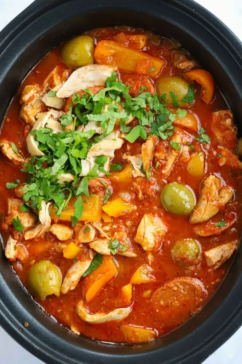 Chicken and Chorizo Stew - Easy Slow Cooker Recipe - Pop this Chicken and Chorizo Stew in to the Slow Cooker in the morning, and a delicious Spanish style meal will be waiting when you get home. Slow Cooker Recipes Uk, Chicken Chorizo Stew, Freezer Dump Meals, Spanish Chicken And Chorizo, Slow Cooker Dump, Chorizo Stew, Taming Twins, Slow Cooker Beef Curry, Stew Slow Cooker