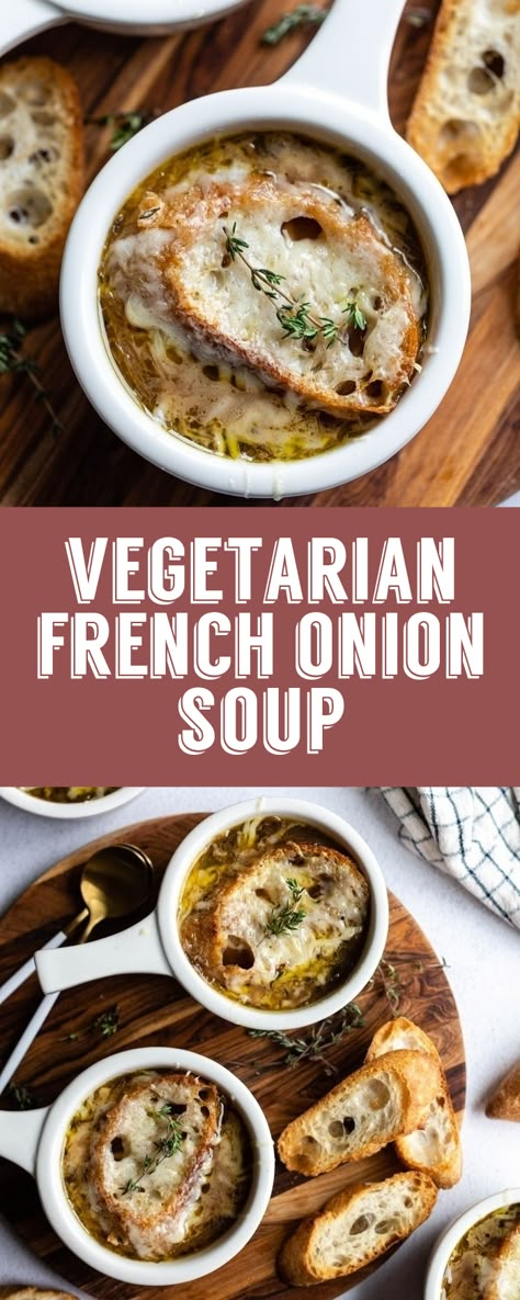 Vegan French Onion Soup, Vegetarian French Onion Soup, Classic French Onion Soup, French Onion Soup Recipe, Onion Soup Recipes, Vegetarian Soup Recipes, Cheesy Bread, Vegetarian Soup, Onion Recipes