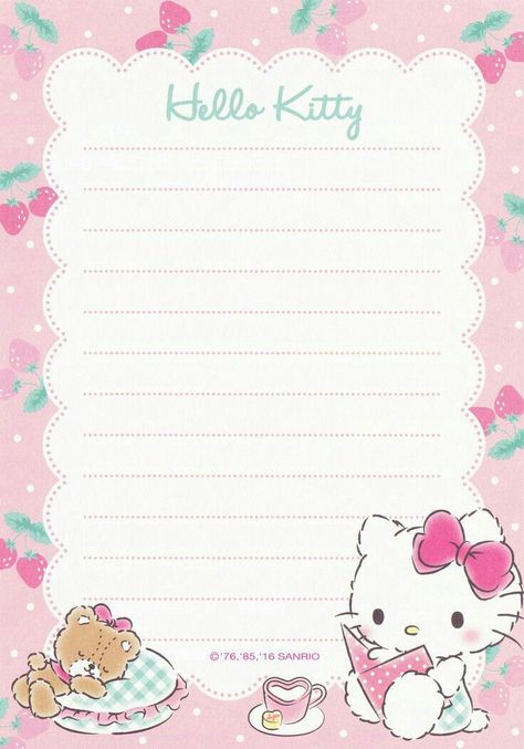 Note App, Notes Background, Kawaii Printables, Taekwondo Wallpaper, Hello Kitty Printables, Writing Paper Printable Stationery, Note Writing Paper, Charmmy Kitty, Writing Paper Printable