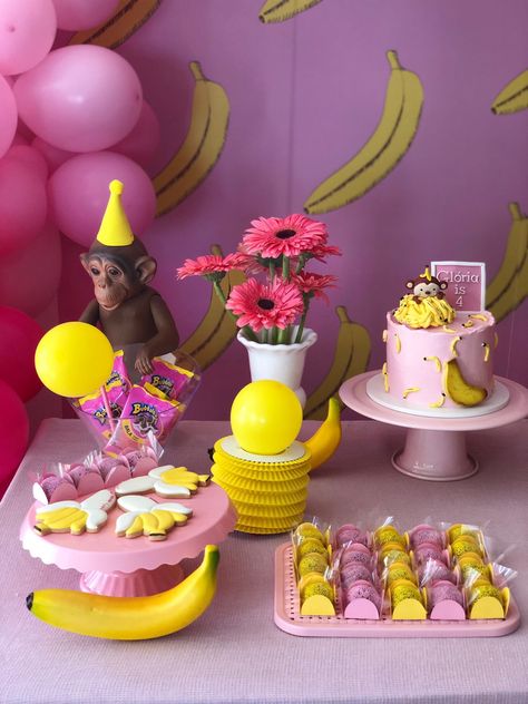 4 birthday party. Going Bananas Birthday Party, Banana Birthday Party, Banana Photography, Banana Birthday, 4 Birthday Party, Banana Party, Banana In Pyjamas, Baby Birthday Themes, 4 Birthday