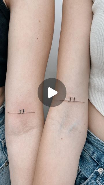 Simple Matching Tattoos Sister Tat, Fine Line Best Friend Tattoos, Matching Tattoos Sisters Unique, Tattoo Ideas Fineline, Matching Tattoos Sister, Sister Tattoos Unique, Tattoo For Sisters, Tattoo Ideas For Sisters, Fineline Tattoo Design