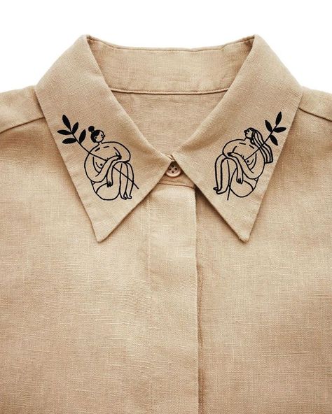 Year Of Embroidery, Fun Embroidery Ideas, Leaf Shirt, Instagram 2023, Diy Wardrobe, Embroidery Shirt, Embroidery Diy, Unique Embroidery, Shirt Illustration