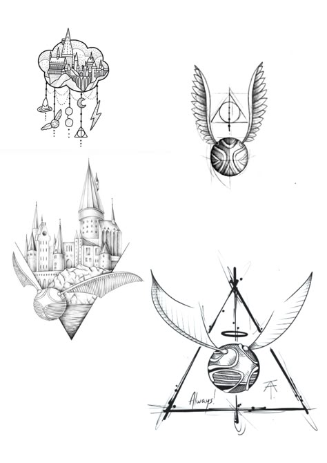 Harry Potter Tattoo Designs Drawings, Wizarding World Tattoo, Harry Potter Dragon Tattoo, 9 3/4 Tattoo, Small Harry Potter Tattoo Ideas, Cute Harry Potter Tattoos, Dobby Tattoo, Harry Potter Flash Tattoo, Tatuajes Harry Potter