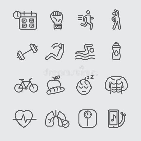 Exercise Doodles, Diy Cold Plunge, Happy Planner Fitness, Line Exercise, Drawing Professional, Exercise Drawing, Bullet Journal Icons, Work Icon, Health Icon