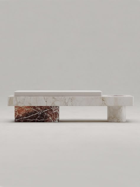 Salvante BS1 bench - studio-dabrowa Chinoiserie Wall Panels, Japanese Bench, Chaise Bench, Coloured Furniture, Millwork Details, Artistic Furniture, Marble Console, Stone Coffee Table, Marble Furniture