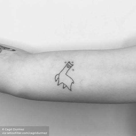 Llama Tattoo, Tatuaje Studio Ghibli, Inner Arm Tattoos, Easy Tattoo, Dinosaur Tattoos, Cute Tiny Tattoos, Minimalist Drawing, Minimalist Tattoos, Dainty Tattoos