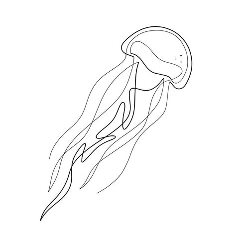 #moganji #singleline #oneline #minimalart #tattooideas  This Jellyfish design is part of a series  that I will post time after time. These… Line Art Jellyfish, Simple Jellyfish Drawing, Jellyfish Outline, Medusa Animal, Art Jellyfish, Mo Ganji, Jellyfish Illustration, Animal Line Drawings, Animal Outline