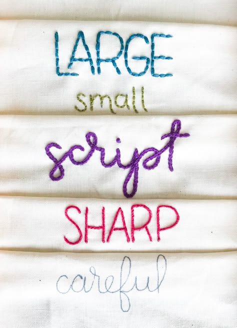 5 tired and true tips for making embroidery lettering for beginners. We cover both block and script lettering. Diy Embroidery Letters, How To Embroider Letters, Hand Embroidery Letters, Embroidery Lettering, Lettering For Beginners, Embroidery Stitches Beginner, Basic Hand Embroidery Stitches, Clothes Embroidery Diy, Chain Stitch Embroidery