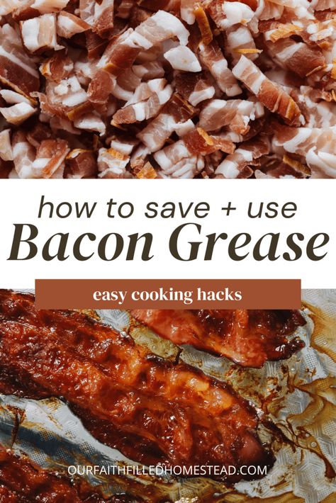 how to save and use bacon grease Bacon Grease Uses, Recipes Low Calorie, Pasta Ideas, Bacon Dip, Ways To Cook Chicken, Quirky Cooking, How To Make Bacon, Cooking Bacon, Smoked Cooking