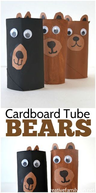 Create a zoo and fill it with this simple cardboard tube bear craft. It's a simple and fun kids craft that makes use of recycled materials. Tube Crafts, Bear Craft, Bear Hunt, Cardboard Craft, Bear Picnic, Toilet Paper Crafts, Bear Crafts, Animal Crafts For Kids, Toilet Paper Roll Crafts