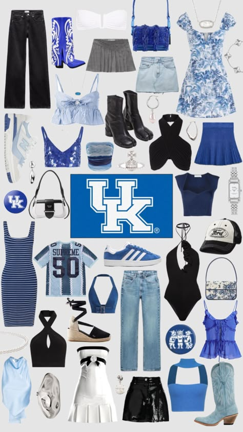 #universityofkentucky #gameday #outfitinspo Kentucky Game Day, Kentucky Outfits, Stranger Things Dress, Uk Outfits, College Decision, College Wishlist, Blue Dorm, Bed Party, Dream Dorm Room