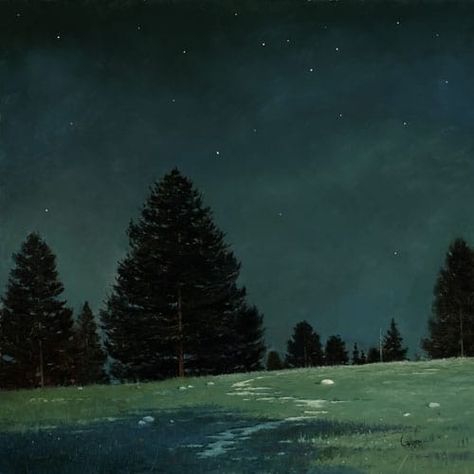 Nature At Night, Night Paintings, Night Scenes, Bo Bartlett, Art Of Painting, Landscape Concept, Andrew Wyeth, Night Landscape, Sky Painting