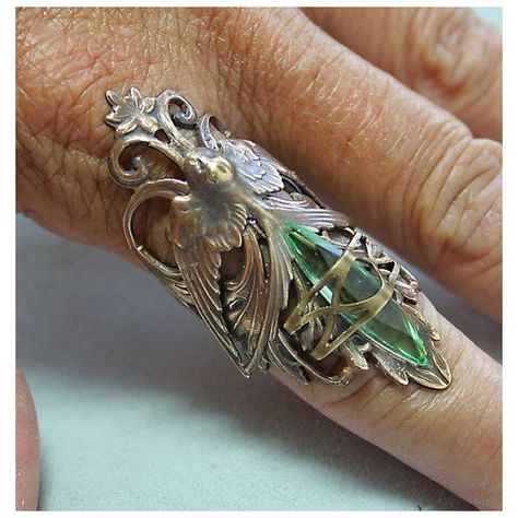 (53) Green Gothic Ring Steampunk Couture Bird Ring by DesignsBloom,... ❤ liked on Polyvore featuring jewelry, rings, goth jewelry, green ring, couture jewelry, gothic jewelry and bird jewelry Punk Chic, Steampunk Couture, Bird Ring, Silver Emerald Ring, Eagle Owl, Gothic Ring, Gothic Rings, Zircon Ring, Green Crystal