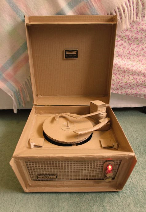 Cardboard Record Player, Cardboard Art Projects, Uicideboy Wallpaper, Cardboard Props, Cardboard Art Sculpture, Jenny Taylor, Cardboard Ideas, Cardboard Model, Cardboard Design