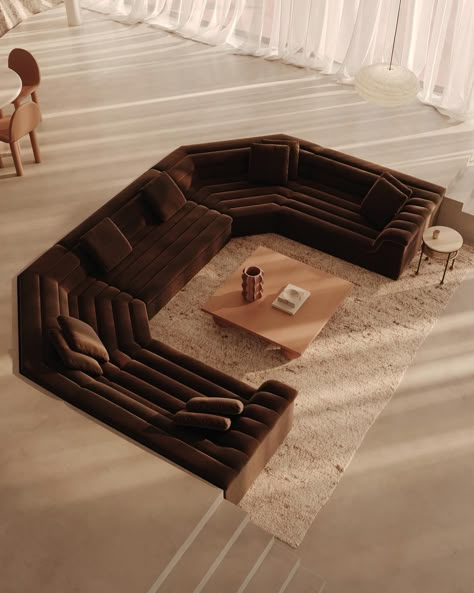 U Couch, Sarah Ellison, Conversation Pit, Sunken Living Room, Apartment Decor Inspiration, Dream House Interior, House Room, Dream House Decor, Interior Inspo