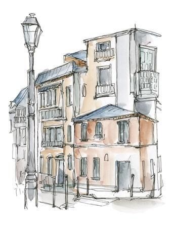 Ethan Harper Drawings and Paintings, Framed Artwork, Canvases, & Wall Art - Buy Online | Art.com Voyage Sketchbook, Watercolor Travel, Travel Sketchbook, Pen And Wash, Paintings Tutorials, Urban Sketches, Watercolor Landscapes, Urban Sketch, Architecture Drawing Art